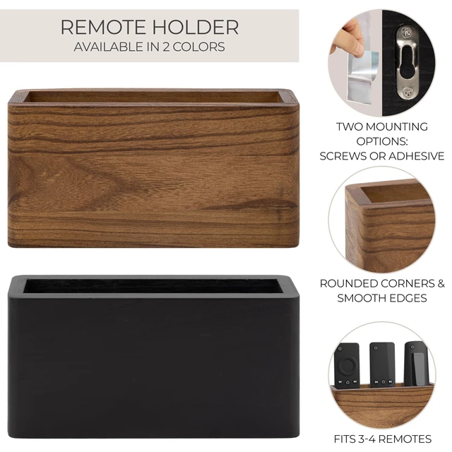 Alt view image 4 of 7 - Wooden Remote Control Holder - Adhesive Wall Mount Caddy for 3-4 Remotes | Easy Install Natural Wood Organizer Keeps Them Neatly Organized - Perfect for Any Bed or Living Room Wall