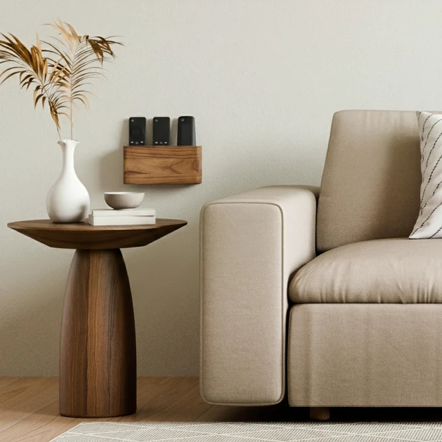Alt view image 6 of 7 - Wooden Remote Control Holder - Adhesive Wall Mount Caddy for 3-4 Remotes | Easy Install Natural Wood Organizer Keeps Them Neatly Organized - Perfect for Any Bed or Living Room Wall