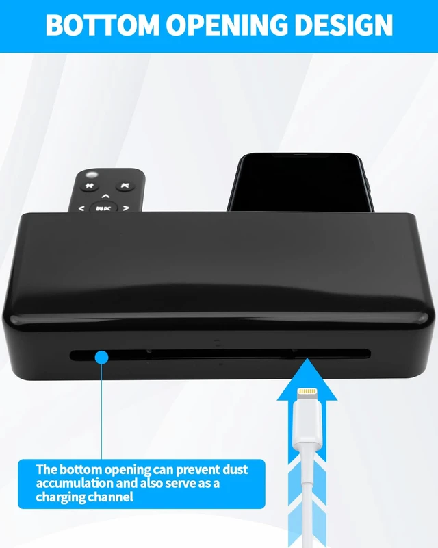 Alt view image 6 of 7 - 1 PCS Adhesive Remote Control Holder Wall Mount, 3 Slot Adjustable Remote Holder for TV Controller with Hollow Bottom for Charging, Wall Pen Holder for Home Office School (Black, 1)