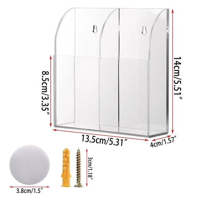 Alt view image 5 of 7 - Wall Mount Remote Control Holder Acrylic Media Organizer, 2 Slots | Clear TV Remote Storage Box Coffee Table and Nightstand Convenient Remote Control Caddy (Two Compartments)