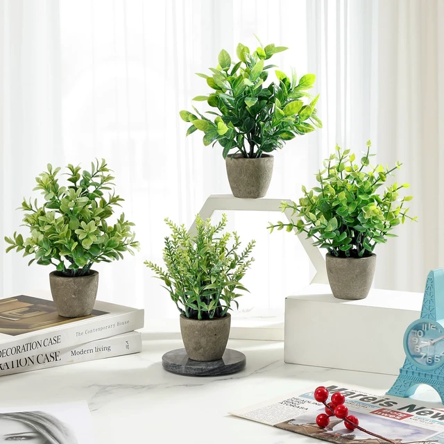 Alt view image 2 of 7 - 4 Pack Fake Plants Mini Artificial Greenery Potted Plants Bathroom Decor | Applicable to Home Decor Office Decor Room Decor Farmhouse Decor Indoor Table, No Watering for Simple Styling