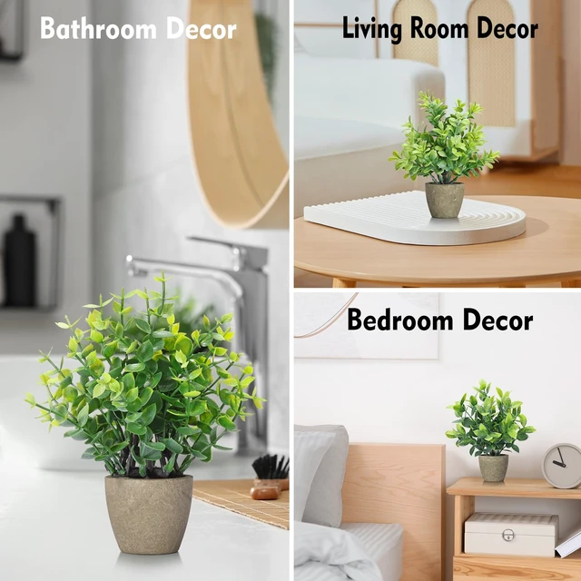 Alt view image 4 of 7 - 4 Pack Fake Plants Mini Artificial Greenery Potted Plants Bathroom Decor | Applicable to Home Decor Office Decor Room Decor Farmhouse Decor Indoor Table, No Watering for Simple Styling