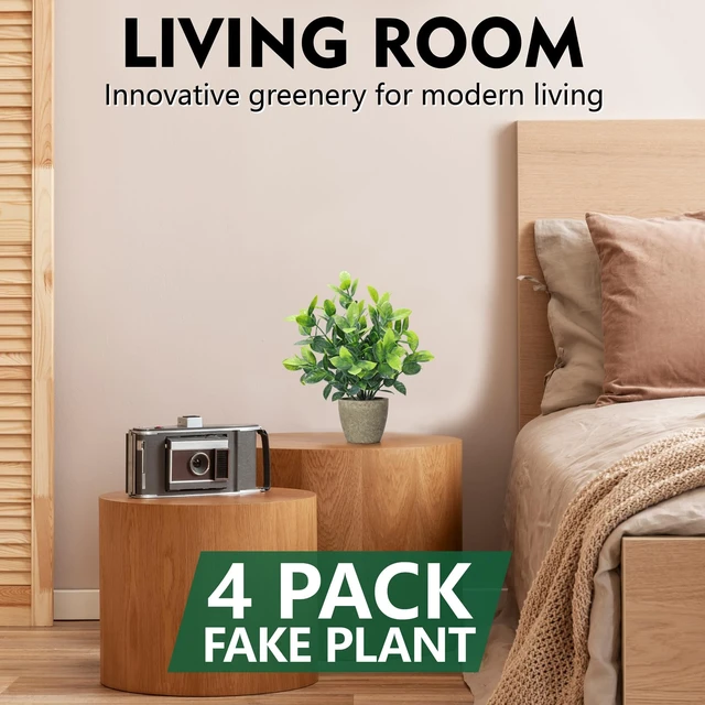 Alt view image 5 of 7 - 4 Pack Fake Plants Mini Artificial Greenery Potted Plants Bathroom Decor | Applicable to Home Decor Office Decor Room Decor Farmhouse Decor Indoor Table, No Watering for Simple Styling