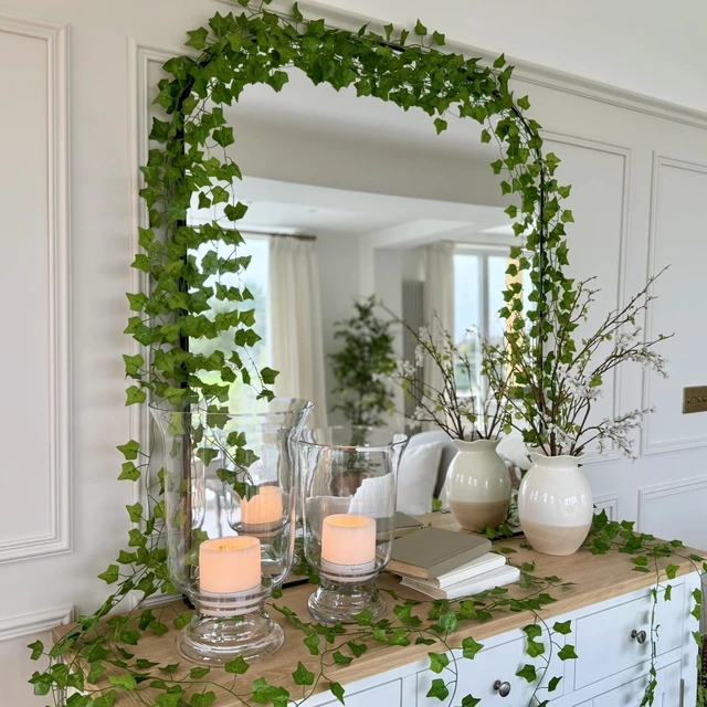 Alt view image 2 of 7 - 12 Pack 84Ft Artificial Ivy Garland, Fake Vines UV Resistant Greenery Leaves Fake Plants Hanging Aesthetic Vines for Home Bedroom Party Garden Wall Room Decor