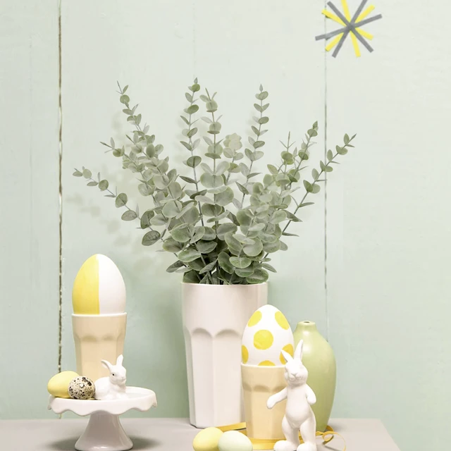 Alt view image 5 of 7 - 18pcs Eucalyptus Stems Artificial Eucalyptus Leaves Stems | Artificial Fake flowers for Home Office Flowers Bouquet Centerpiece Wedding Decoration Christmas Decor