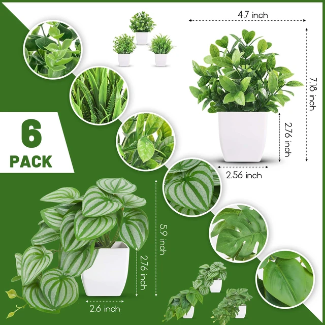 Alt view image 3 of 7 - 6Pcs Small Fake Plants Set for Bathroom Shelf Office Desk Decor | Artificial plants indoor, trailing and upright greenery build layered texture for modern bedroom decoration