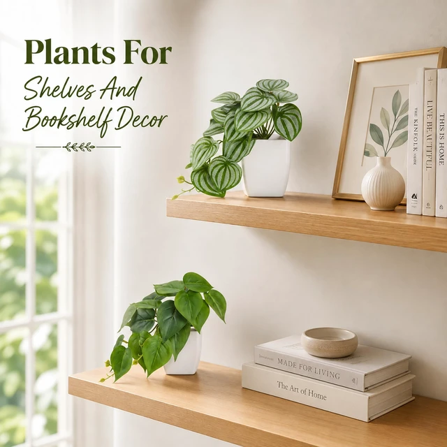 Alt view image 2 of 6 - 2Pcs Small Fake Plants Indoor for Shelves and Bathroom Decor | Mini Artificial Plants Indoor with tropical greenery and trailing leaves for office desk, tabletops and bookshelf decor