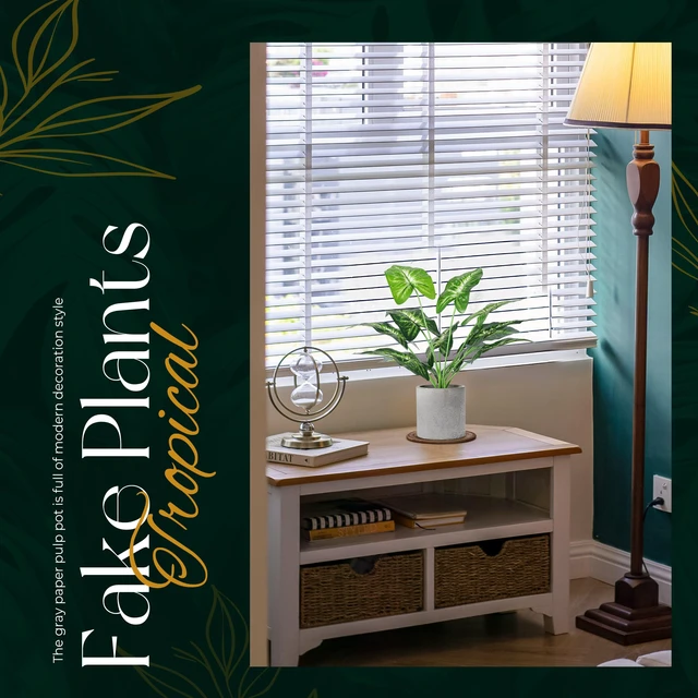 Alt view image 4 of 7 - 2 Pack 16" Fake Plants Monstera for Desk Shelf Decor | Tropical faux plants with adjustable leaves,sized for bookcase TV stand desk bathroom and compact roompet-friendly