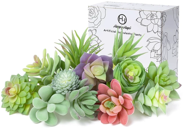 Main image of 12 Pcs Artificial Succulents, Mini Fake Plants Unpotted | Flocked Small Artificial Succulents Assortment, Faux Succulents Floral Decor for Party, Cake, Garden, Outdoor