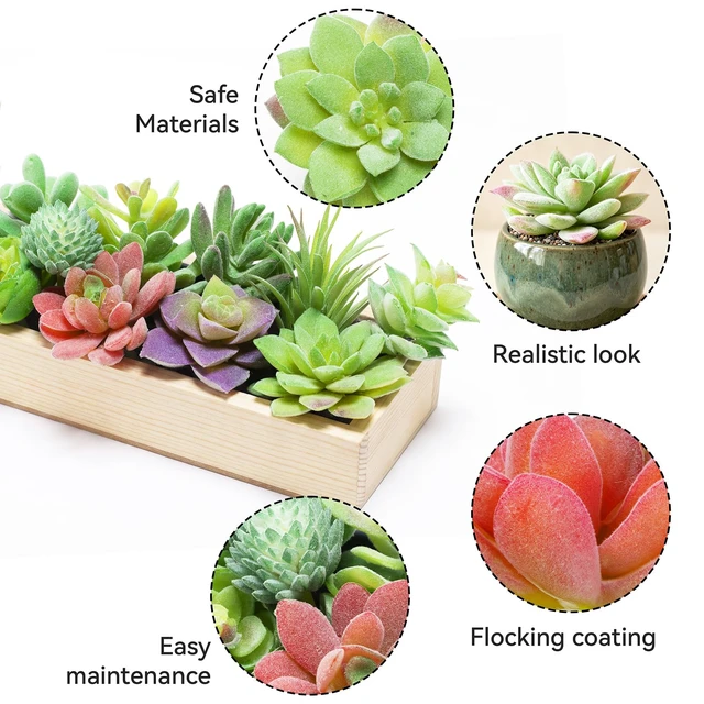 Alt view image 3 of 7 - 12 Pcs Artificial Succulents, Mini Fake Plants Unpotted | Flocked Small Artificial Succulents Assortment, Faux Succulents Floral Decor for Party, Cake, Garden, Outdoor