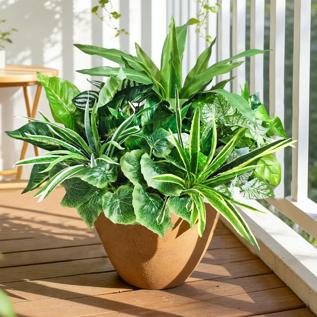 Alt view image 4 of 7 - Artificial Plants for Outdoors Faux Greenery Leaves UV Resistant Realistic Plastic Large Bunches Shrubs Bushes with Stems, Fake Plants Decor Outdoor for Front Porch Door Patio Garden Yard, 9Pcs