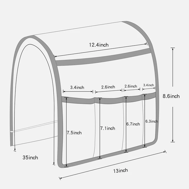 Alt view image 7 of 7 - Remote Control Holders for Armchairs, Couch Caddy, Featuring Non-Slip Bases | 5 Pockets Bedside Storage Pocket for TV Remote Holder, Phone Tablet Kindle, Magazines, Gifts for Seniors (Gray, 35"X12.4")
