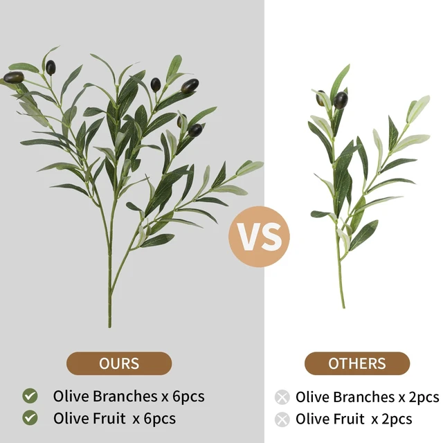 Alt view image 4 of 7 - 6PCS 18Inch Faux Olive Branches for Vase Realistic,Artificial Olive Tree Branches,Fake Plants,Greenery Stems,Eucalyptus Stems,Green Leaves for Centerpieces Decoration,Home Decor,Table Decor