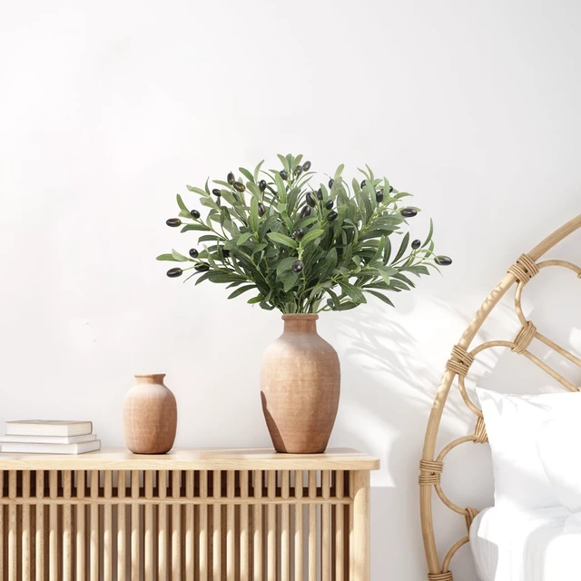 Alt view image 6 of 7 - 6PCS 18Inch Faux Olive Branches for Vase Realistic,Artificial Olive Tree Branches,Fake Plants,Greenery Stems,Eucalyptus Stems,Green Leaves for Centerpieces Decoration,Home Decor,Table Decor