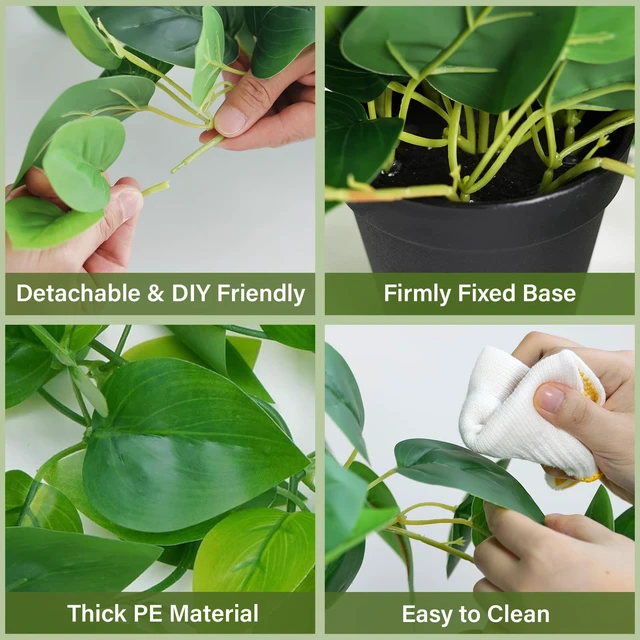 Alt view image 4 of 7 - Artificial Pothos Plant in Pot, 1 Pack for Desk and Shelf Decor | Realistic Faux Greenery, Home Office, Window Sill, Bathroom and Bedroom Accent, No Watering or Daily Care