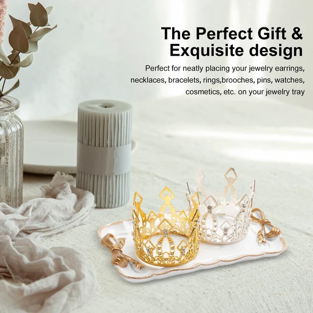Alt view image 5 of 7 - Bow Jewelry Tray, Coquette Trinket Dish, Vanity Decor | Decorative Tray for Jewelry, Towel, Storage, Rings, Bracelets, Earrings, Cosmetics, Retro Design for Room Decor, White