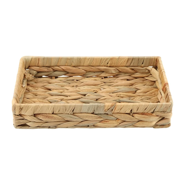 Alt view image 3 of 7 - 10 Inch Rattan Woven Bathroom Vanity Tray, Decorative Storage Tray | Rectangular HandWoven Countertop Organizer, for Toilet Tank, Kitchen, Dining Table & Desk