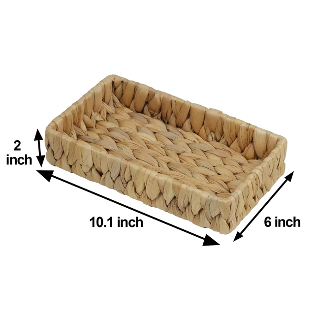 Alt view image 5 of 7 - Water Hyacinth Bathroom Vanity Tray, 10 Inch | Toilet Tank Basket, Bathroom Counter Organizer, Small Wicker Tray, Toiletry Storage, Coffee Table Decor