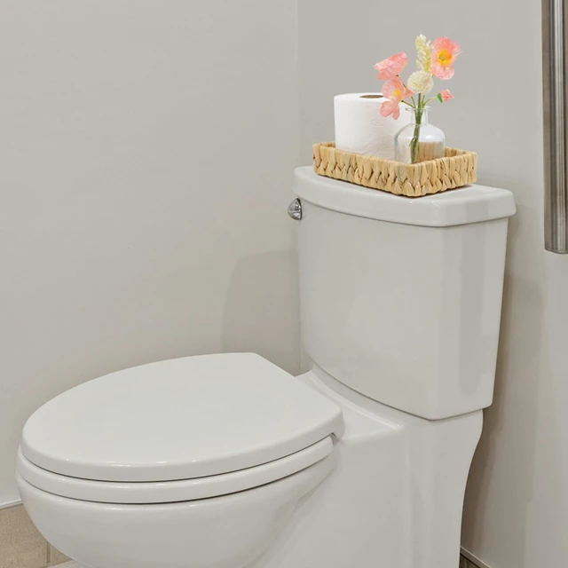 Alt view image 7 of 7 - Water Hyacinth Bathroom Vanity Tray, 10 Inch | Toilet Tank Basket, Bathroom Counter Organizer, Small Wicker Tray, Toiletry Storage, Coffee Table Decor