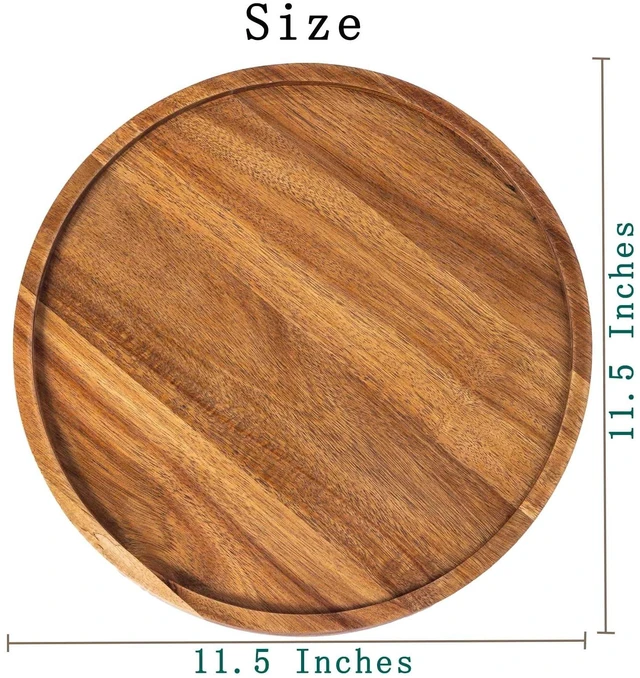 Alt view image 3 of 6 - 11.5 Inches Candle Holder Tray Home Decor, Round Wood Tray for Coffee Table, Small Wooden Serving Decorative Trays for Home