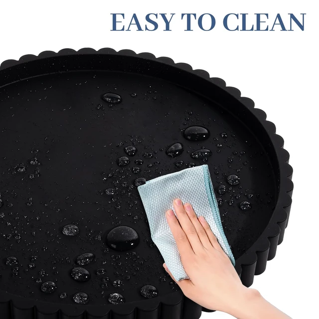 Alt view image 4 of 7 - Round Bathroom Tray Perfume Organizer Coffee Table Decor, 9" Black | Silicone, Non-Slip, Heat-Resistant, for Kitchen,Vanity, for Candle, Soap Dish