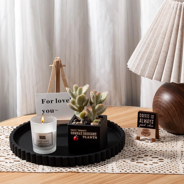 Alt view image 5 of 7 - Round Bathroom Tray Perfume Organizer Coffee Table Decor, 9" Black | Silicone, Non-Slip, Heat-Resistant, for Kitchen,Vanity, for Candle, Soap Dish
