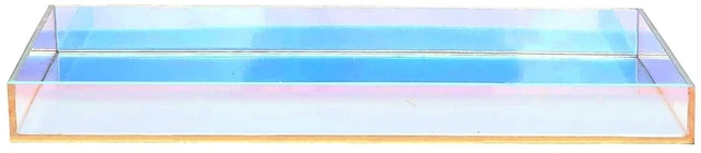 Alt view image 4 of 6 - Iridescent Acrylic Vanity Tray, Small Acrylic Trays Spill Proof | 10x5 Inch Perfume Tray, Decorative Tray for Bathroom Countertop, Wedding Decor, Aromatherapy Storage, Office Desk