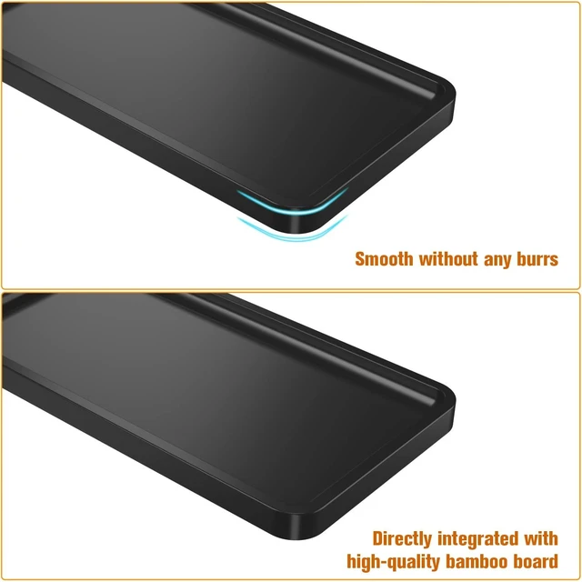 Alt view image 7 of 7 - Bathroom Vanity Tray for Countertop - Bamboo Organizer Tray for Dresser Tops, Toilet, Perfume Small Decorative Tray Wood Tray for Home Decoration 11.81 L x 6.1 W x 0.79 H Black