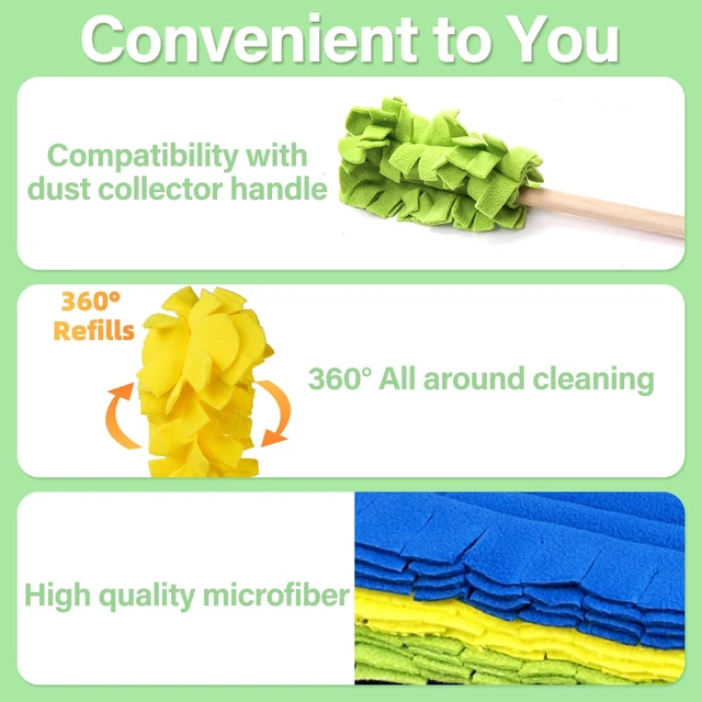 Alt view image 3 of 7 - 15 PCS Reusable Duster Refill, 360° Multi Surface, Wet & Dry Use | Heavy Duty Fleece Duster Pads Refills, Washable Hand Dusters Pads for Cleaning Ceiling, Fan Hardwoods Window Kitchen Floor