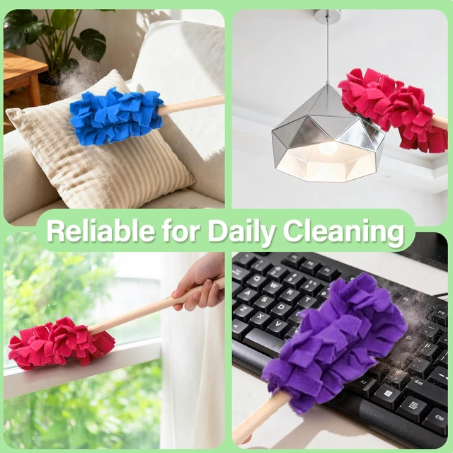 Alt view image 4 of 7 - 15 PCS Reusable Duster Refill, 360° Multi Surface, Wet & Dry Use | Heavy Duty Fleece Duster Pads Refills, Washable Hand Dusters Pads for Cleaning Ceiling, Fan Hardwoods Window Kitchen Floor