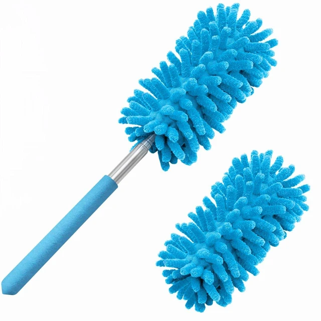 Main image of Duster for Cleaning, 10-29" Extension Pole, 2 Washable Heads, Blue | Microfiber Heads, Wet Or Dry, Detachable, Hand Washable, Easy Storage, For Cars, Offices, Windows, Furniture And Ceiling Fan