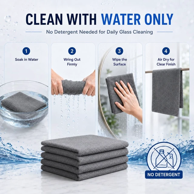 Alt view image 4 of 7 - 5 PCS Magic Cleaning Cloth Thick Microfiber Cleaning Cloths Streak Free Glass Cleaning Cloth for Windows Mirrors Shower Doors Kitchen and Stainless Steel Reusable Lint Free Wipes 15.7 x 11.8 Inch