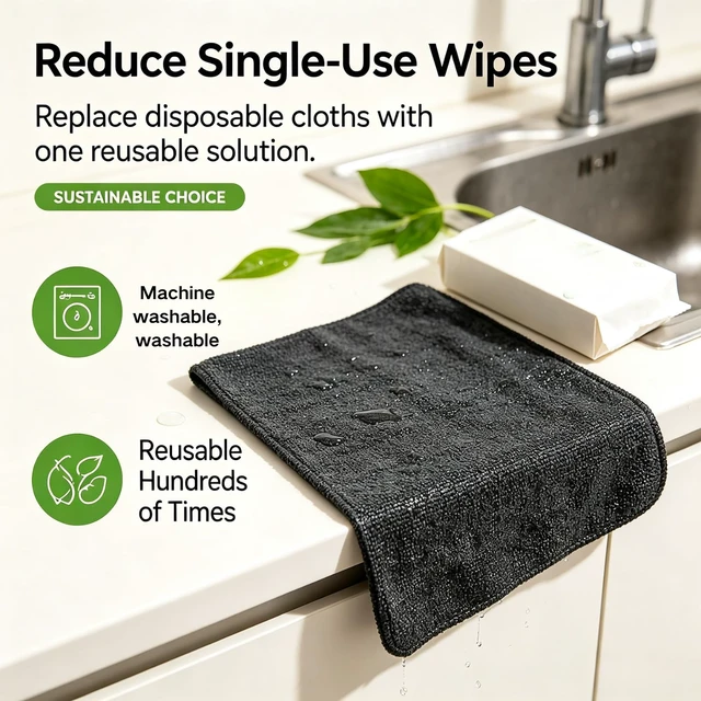 Alt view image 3 of 7 - 5Pcs Thickened Magic Cleaning Cloth,Microfiber Cleaning Rags for Glass & Cars | Lint-Free On Windows and Mirrors.Suitable for Kitchen, Stainless Steel,Glass, and Car Windows.