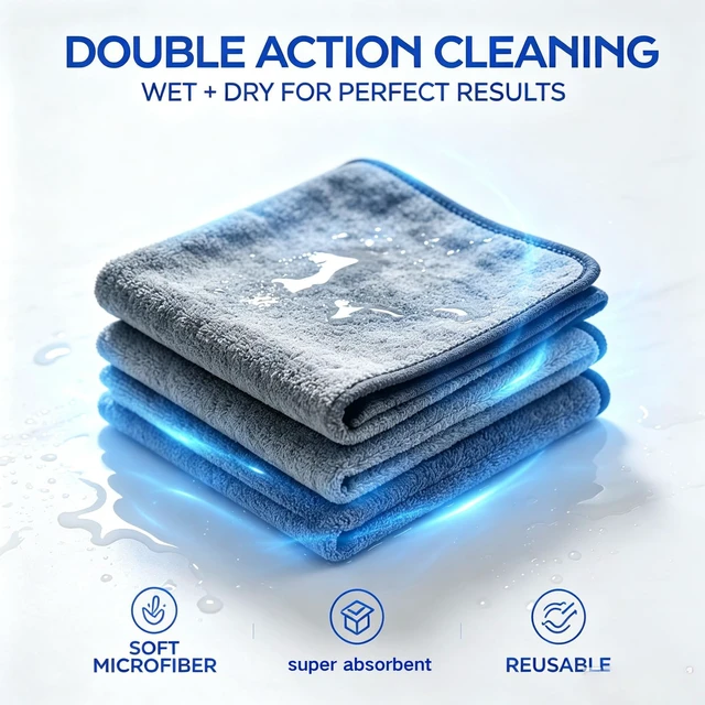 Alt view image 2 of 7 - 5Pcs Thickened Magic Cleaning Cloth,Microfiber Cleaning Rags for Glass & Cars | Lint-Free On Windows and Mirrors.Suitable for Kitchen, Stainless Steel,Glass, and Car Windows.