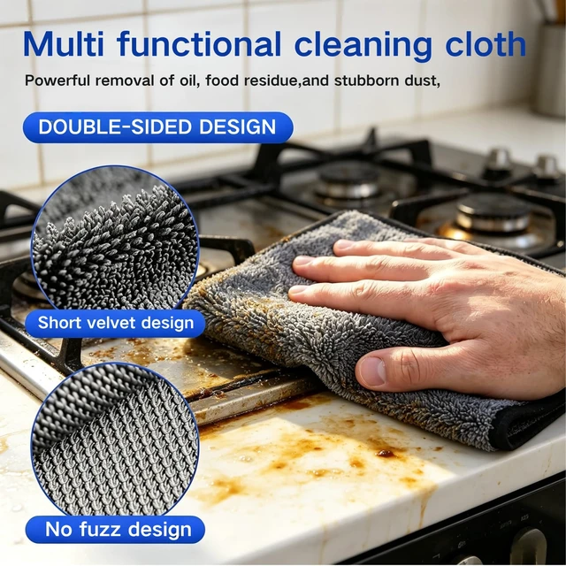 Alt view image 4 of 7 - 5Pcs Thickened Magic Cleaning Cloth,Microfiber Cleaning Rags for Glass & Cars | Lint-Free On Windows and Mirrors.Suitable for Kitchen, Stainless Steel,Glass, and Car Windows.