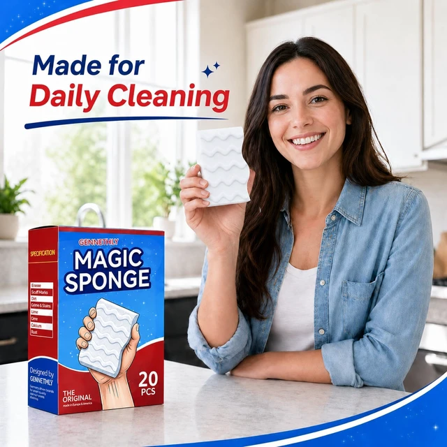 Alt view image 3 of 7 - 3X Density Magic Sponge Eraser, 20 Pack Cleaning Sponge for Kitchen & Bath | 3X density foam, Extra durable sponge, Ergonomic wavy grip, Deep cleaning power, Multi-surface cleaning, 20 pack value