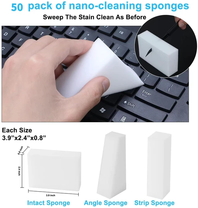Alt view image 2 of 6 - 50 Pack Magic Sponge Eraser,Multi-Functional Household Cleaning Kitchen Dish Sponge for Furniture,Extra Thick and Long Lasting Melamine Cleaning Sponges for Bathroom,Bathtub, Sink,Wall Cleaner (50)