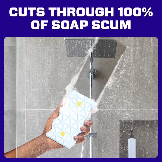 Alt view image 6 of 7 - Magic Eraser Sponge, Bathroom Cleaner, Shower Cleaner, Tub Cleaner, Soap Scum Remover, Bathroom Cleaning Supplies, Dawn Cleaning Power with Lemon Scent, 2 in 1 Bath, 7ct