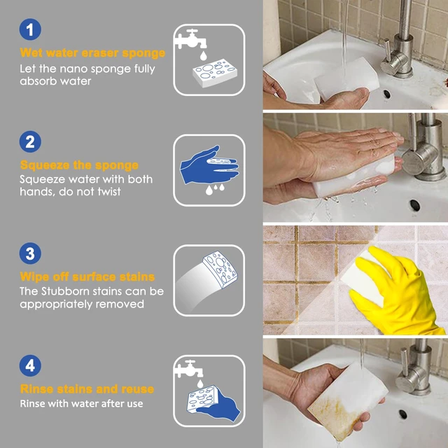 Alt view image 4 of 7 - 10Pack Melamine Sponges for Multi-Purpose Cleaning - Tough, Durable Magic Sponge Erasers for Use on Sinks, Kitchen, Bathrooms, Walls, Floors, Bathtubs, Shoes, Furniture, Cars - Won't Rip Easily.