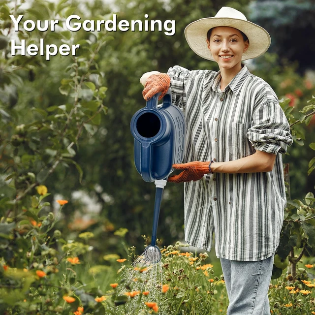 Alt view image 2 of 7 - 2 Gallon Watering Can, Outdoor Watering Can, Long Spout Large Water Can | Plant Water Can, Removable Long Spout, Detachable Stainless Steel Shower Head, Large Plastic, Garden, Flower, Outdoor Plants