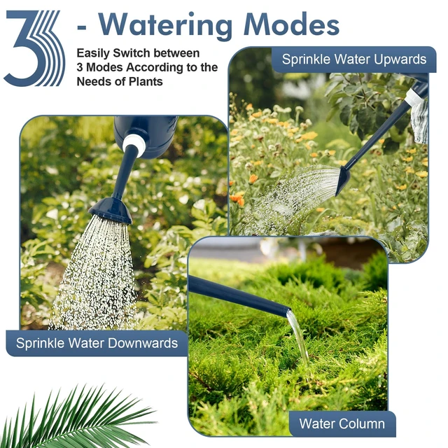 Alt view image 3 of 7 - 2 Gallon Watering Can, Outdoor Watering Can, Long Spout Large Water Can | Plant Water Can, Removable Long Spout, Detachable Stainless Steel Shower Head, Large Plastic, Garden, Flower, Outdoor Plants