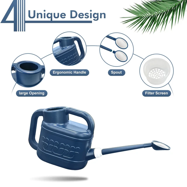 Alt view image 5 of 7 - 2 Gallon Watering Can, Outdoor Watering Can, Long Spout Large Water Can | Plant Water Can, Removable Long Spout, Detachable Stainless Steel Shower Head, Large Plastic, Garden, Flower, Outdoor Plants