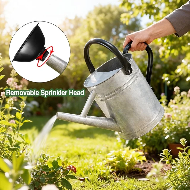 Alt view image 3 of 7 - Metal Watering Can with Removable Spout, Galvanized Steel Plants Water Can for Women, Men and Kids' Outdoor or Indoor Gardening - Nice Flower Watering Pot Gift & Decoration (Zinc, 0.6 Gallon)