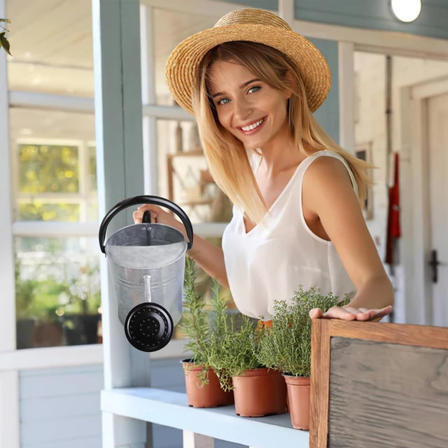 Alt view image 5 of 7 - Metal Watering Can with Removable Spout, Galvanized Steel Plants Water Can for Women, Men and Kids' Outdoor or Indoor Gardening - Nice Flower Watering Pot Gift & Decoration (Zinc, 0.6 Gallon)