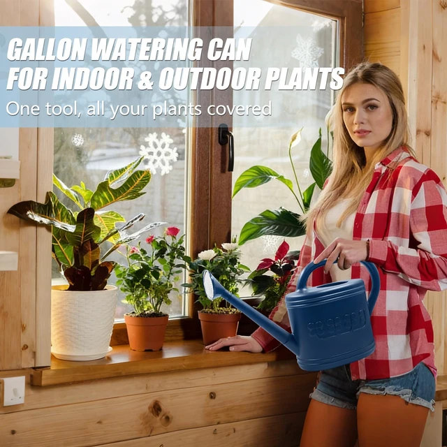 Alt view image 3 of 7 - 1 Gallon Watering Can, Plant Watering Can for Indoor & Outdoor | Removable Long Spout, Plastic Water Can, Stainless Steel Shower Head, 3 Watering Modes, for Garden, Courtyard, Greenhouse