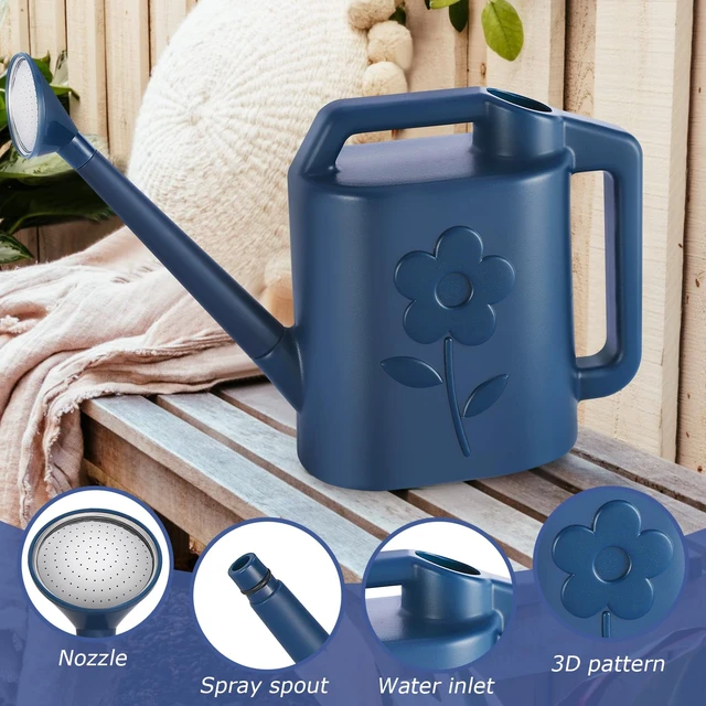 Alt view image 3 of 6 - 2 Gallon Watering Can for Indoor Plants, Garden Watering Cans for Outdoor Plant House Flower, Modern Plant Watering Can Large Long Spout with Sprinkler Head