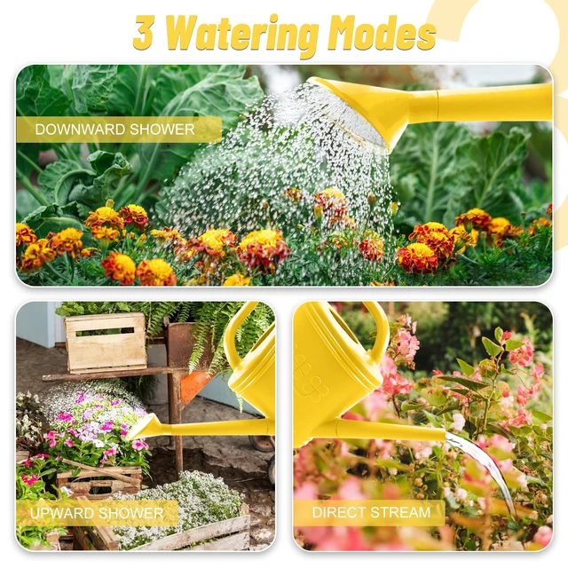 Alt view image 4 of 7 - 2 Gallon Garden Watering Can, Plastic Outdoor Watering Can for Plants | Removable Long Spout, Plastic Water Can, Stainless Steel Shower Head, 3 Watering Modes, for Garden, Courtyard, Greenhouse