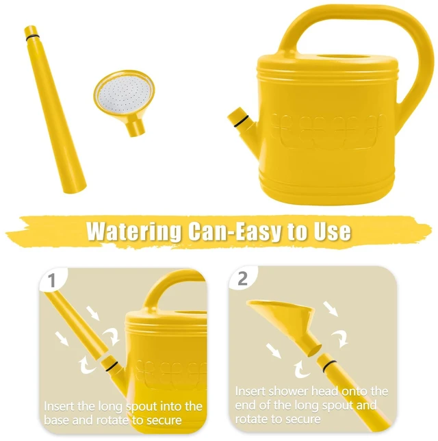 Alt view image 5 of 7 - 2 Gallon Garden Watering Can, Plastic Outdoor Watering Can for Plants | Removable Long Spout, Plastic Water Can, Stainless Steel Shower Head, 3 Watering Modes, for Garden, Courtyard, Greenhouse