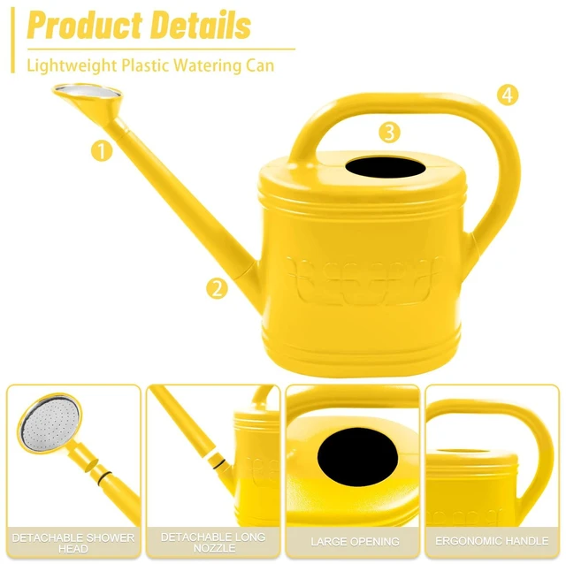 Alt view image 6 of 7 - 2 Gallon Garden Watering Can, Plastic Outdoor Watering Can for Plants | Removable Long Spout, Plastic Water Can, Stainless Steel Shower Head, 3 Watering Modes, for Garden, Courtyard, Greenhouse
