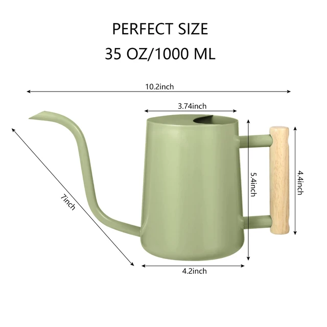 Alt view image 7 of 7 - Watering Can Indoor Plants, 35oz Small Indoor Stainless Steel Metal Watering Can Modern Decorative Watering Pot with Long Spout for Indoor House Plant Bonsai Garden Flowers (Sage Green)
